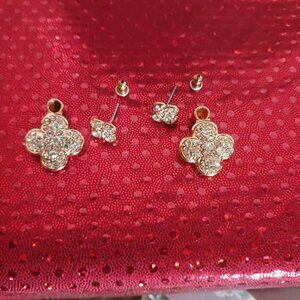 Rose Gold Tone and Rhinestone Earrings
